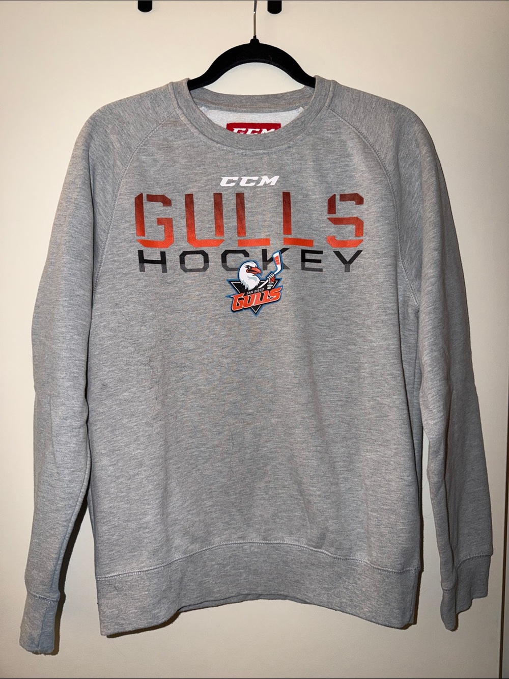 CCM Light Gray San Diego Gulls Hockey Crewneck Sweatshirt